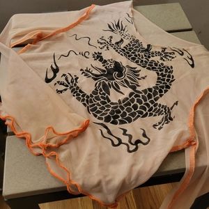 Edgy dragon print mesh top. (Closet clean up)